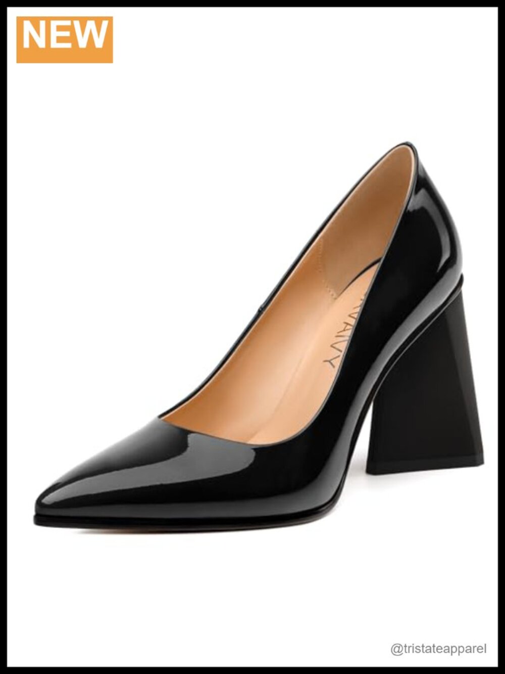 Pointed Toe Chunky Block Heel Slip On Pumps Women's Fashion High Heels